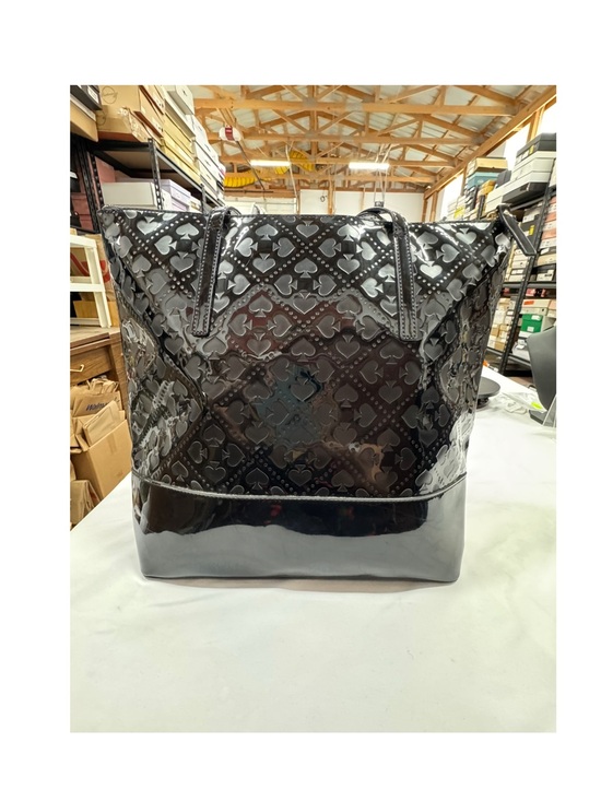 kate spade Handbags - Kate Spade Black Patent Leather, Embossed spades, Tote Bag EUC